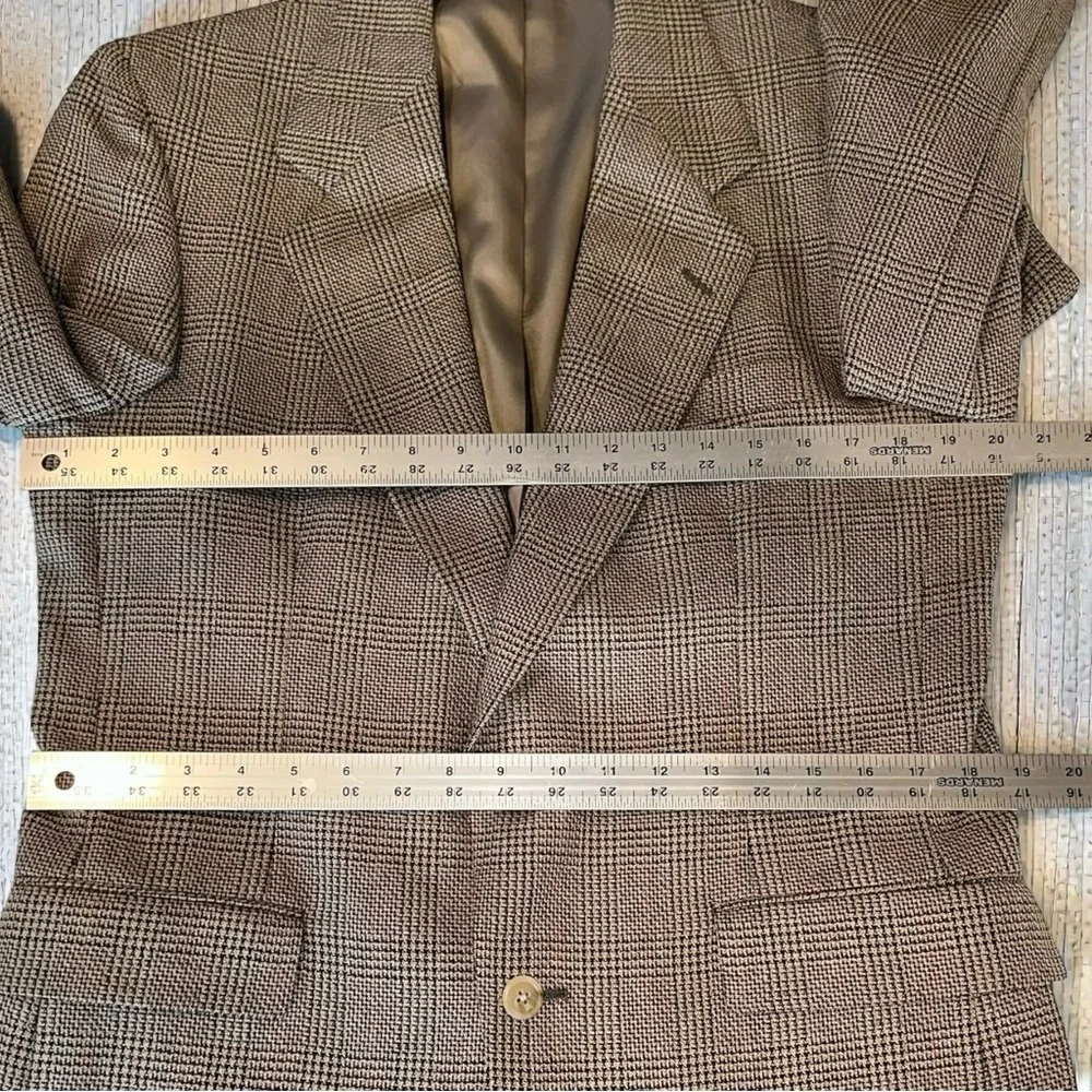 Mark Shale Blazer Men’s Brown Houndstooth Check Wool Sport Coat ~ Size 39R